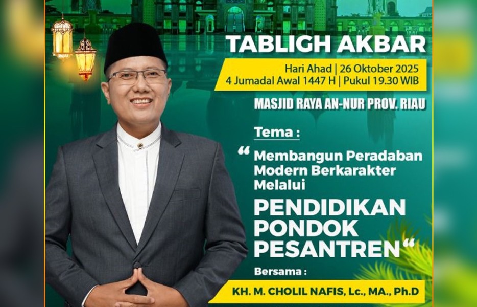 Semarak Hari Santri Nasional di Masjid Raya An-Nur, KH. Cholil Nafis Sampaikan Gagasan Peradaban Berkarakter