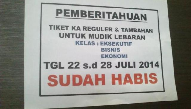  Wuih, Tiket Kereta Api Mudik Lebaran Sudah Habis