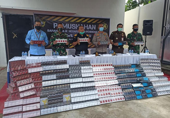 Bea Cukai Riau Musnahkan 18,3 Juta Rokok Ilegal, Agus Sartono : Barang Ilegal Sejak 2017-2020