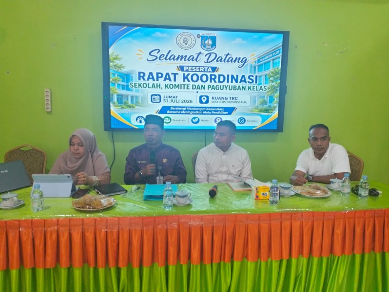 Perkuat Sinergi untuk Mutu Pendidikan, SMAN Plus Riau Gelar Rakor dengan Komite dan Paguyuban Kelas