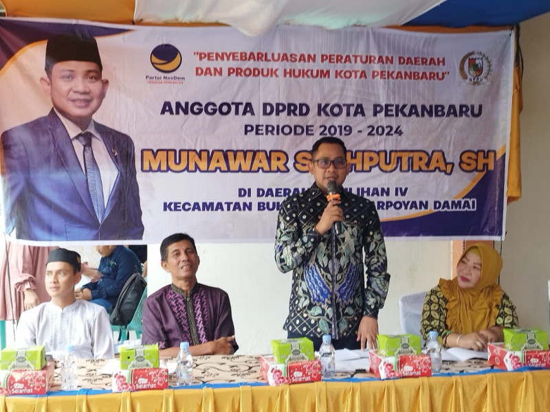 Munawar Syahputra Laksanakan Penyebarluasan Perda Kota Pekanbaru Nomor 4 Tahun 2021