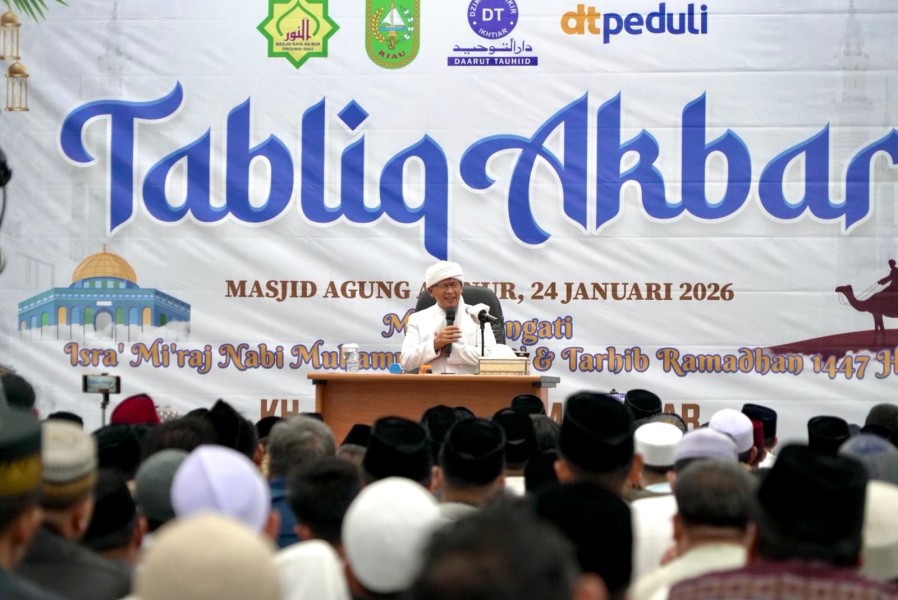 Tabligh Akbar di Masjid Annur Riau, AA Gym: Perbaiki Salat dan Jaga Panca Indera untuk Menyongsong Bulan Suci